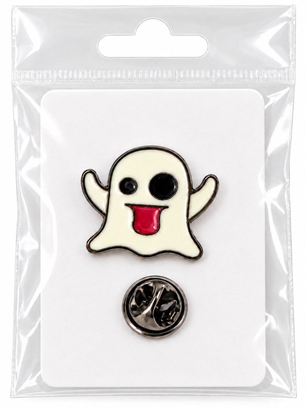 Halloween Ghost Enamel Pin – Cute Spooky Lapel Pin with Tag